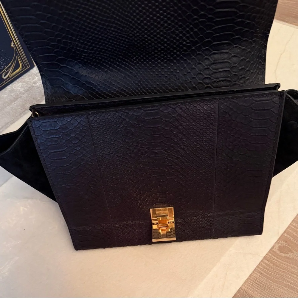 Trapeze python and suede Women's Bag - Picture 3 of 9